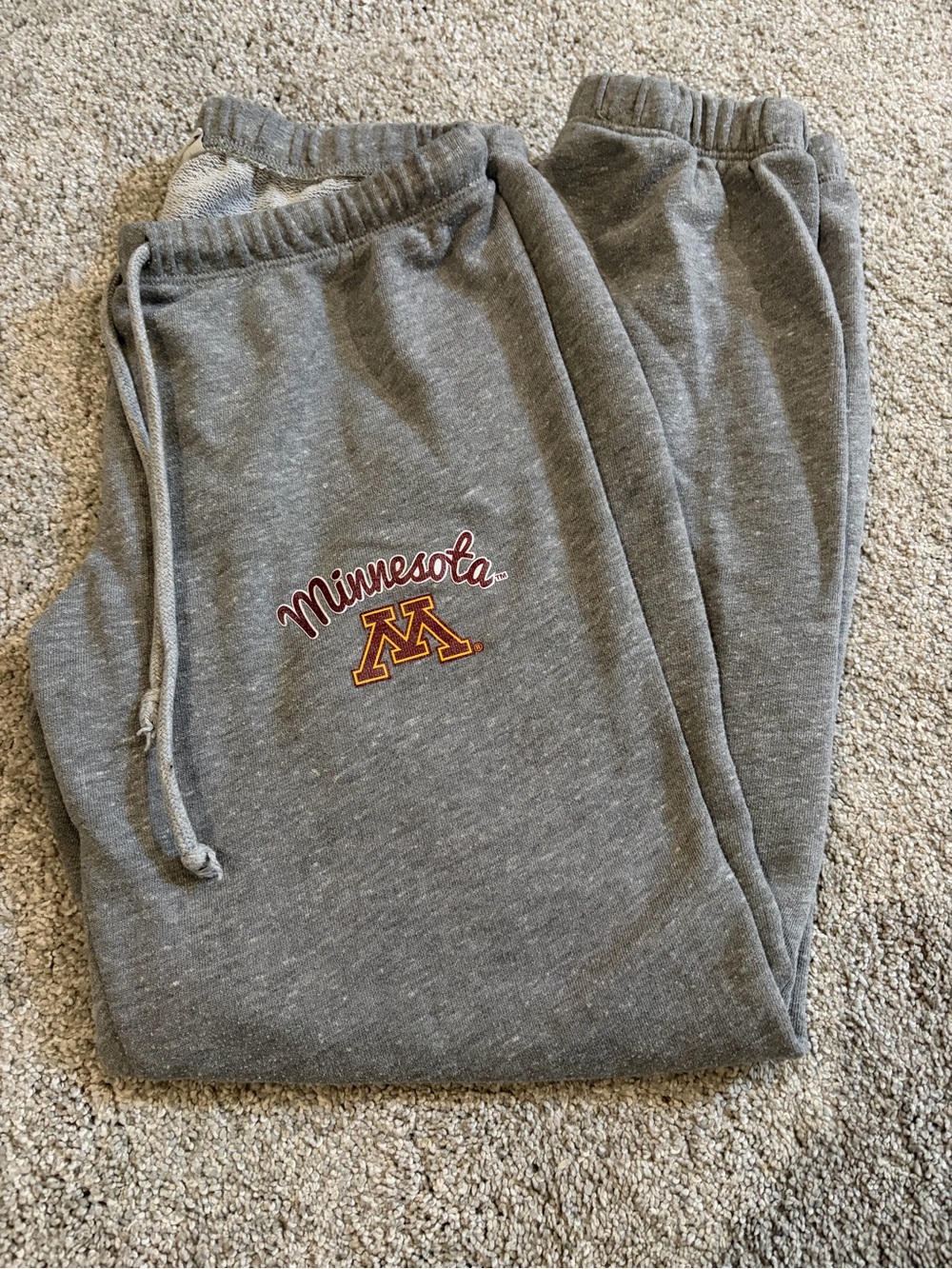 Minnesota Grey Sweatpants with Gold Maroon Logo